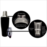 Stock Harbor 30 oz Insulated Cocktail Shaker Cup and Shaker Top - With Leak Proof Drinking Lid - Stainless Steel