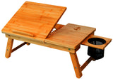 S H Stock Harbor Laptop Desk Made of Bamboo with Heavy Weight Cup / Storage Holder
